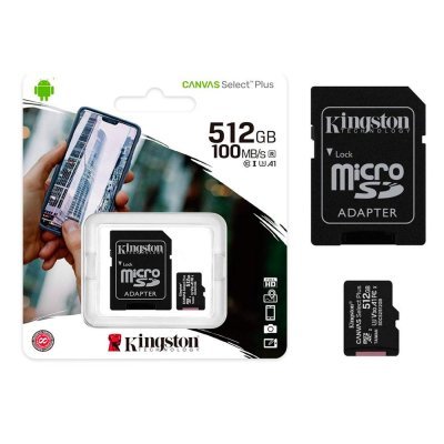 Tarjeta de Memoria Kingston CANVAS Select Plus 512GB microSD XC con Adaptador/ Clase 10/ 100MBs