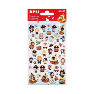 Apli Bolsa de Pegatinas de Piratas - Acabado Epoxy - Adhesivo Permanente - Ideal para Scrapbooking y Decoracion - Fomenta Creatividad y Psicomotricidad Infantil