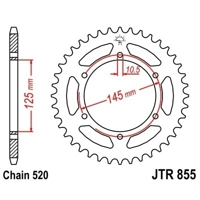 Corona templada por inducción con acabado cincado negro JT SPROCKETS JTR855.45ZBK