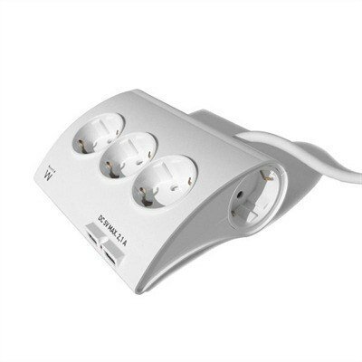 Ewent EW3935 Regleta 5 Schuko + 2 USB 2.1A