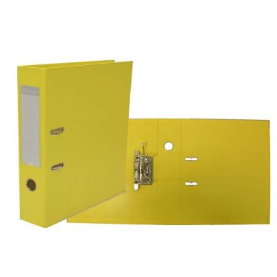 Bismark Archivador A-Z PVC A4 Lomo 75mm - Gran Resistencia - Tarjetero en el Lomo - Cartoneras Metalicas en el Borde Inferior - Mecanismo de Palanca - Color Amarillo