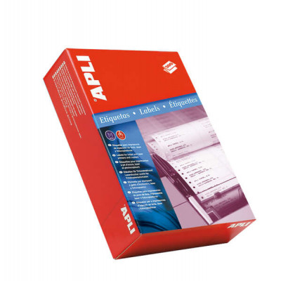 Apli Caja de 3.000 Etiquetas en Continuo 101.6 x 48.7mm - 500 Pliegues, 6 Etiquetas por Pliegue - Cantos Romos - Color Blanco