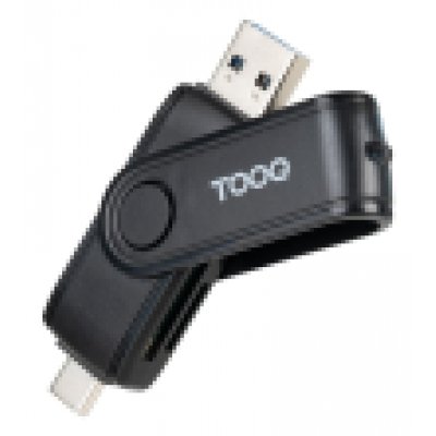 LECTOR TARJETAS TOOQ USB-C 2.0+USB-A 3.0 SD/TF NEGRO
