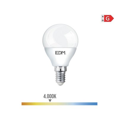 Bombilla esferica led e14 5 w 400 lm 4000 k luz dia ø4,5 x 8 cm