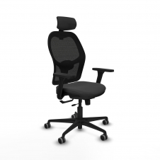 Piqueras y Crespo Jorquera traslack malla negra similpiel gris oscuro brazos 3D base nailon cabecero 2D ruedas 65mm engomada