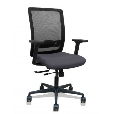 Silla Haches traslack malla negra asiento bali gris oscuro brazos 2D ruedas 65mm