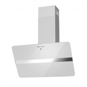 Campana decorativa de pared inclinada Corberó VICTORIA760W, vertical, 70 cm, 594 m3/h, clase A, 3 velocidades, 67dB, filtro aluminio, 2 luces LED, cristal blanco