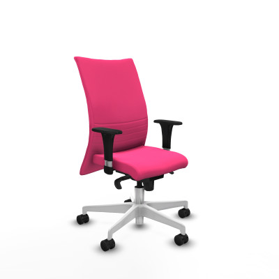 Albacete confidente XL sincro similpiel rosa brazos 1D cromados base blanca ruedas 65 mm nailon