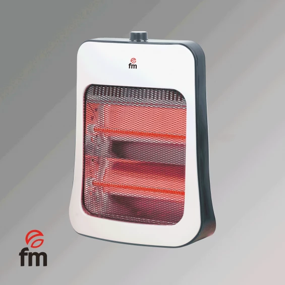 Estufa halógena de carbono FM FC-750, 750 W, 2 potencias, blanco y negro