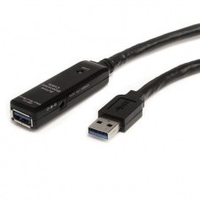 CABLE EXTENSOR ALARGADOR USB 3.0 SUPERSPEED ACTIVO DE 10M - USB A MACHO A HEMBRA - NEGRO