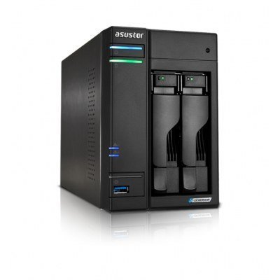 Servidor nas asustor tower 2 bay quad - core 2.0ghz cpu dual 2.5gbe ports 4gb ram ddr4