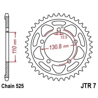 Corona JT 7 de zinc negro con 44 dientes JTR7.44ZBK