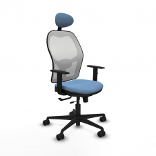 Piqueras y Crespo Jorquera traslack malla blanca bali azul cielo brazos 1D base nailon cabecero fijo ruedas 65mm nailon