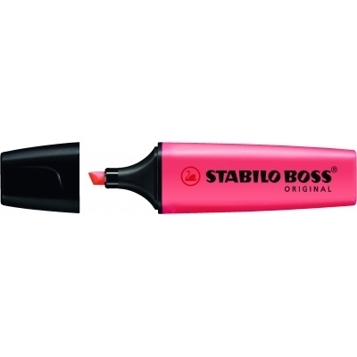 Stabilo Boss 70 Rotulador Marcador Fluorescente - Trazo entre 2 y 5mm - Recargable - Tinta con Base de Agua - Color Rojo Fluorescente