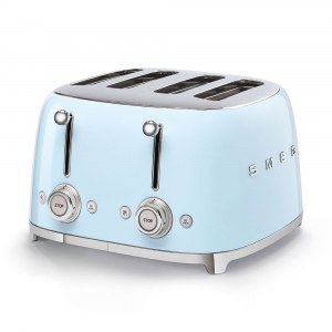 Tostador Smeg TSF03PBEU, 4 ranuras, 2000W, azul