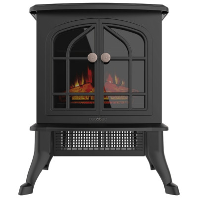 Cecotec ReadyWarm 200 Chimenea Electrica de Pie - Potencia de 2000W - Estancias hasta 25m2 - Termostato Ajustable - Llamas LED Ajustables - Efecto Fuego Realista - Calentamiento Rapido - Color Negro