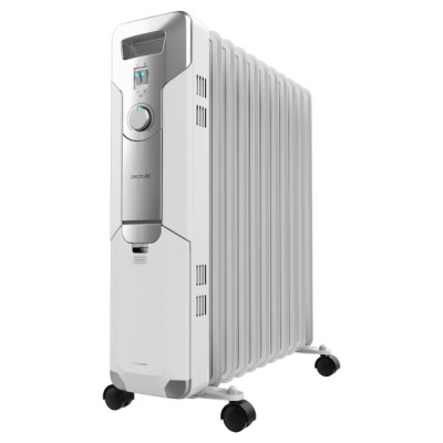 Cecotec ReadyWarm 11000 Space Radiador de Aceite con 11 Modulos de 150x580mm - 2500W - Calienta hasta 25m2 - 3 Niveles de Potencia - Facil Transporte con Ruedas - Recogecables Incluido - Color Blanco