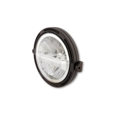 HIGHSIDER 7 inch LED main headlight Frame-R1 Type 4, black, lateral mounting 223-254