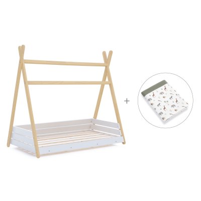 Cama júnior Montessori madera 90x200 cm + toldo Natura · Homy Life XL