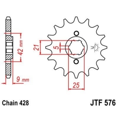 Piñon JT 576 de acero con 17 dientes JTF576.17