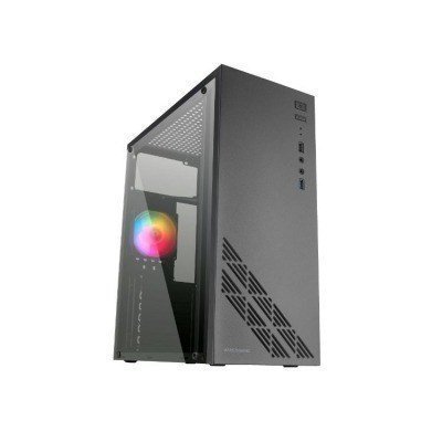 CAJA SEMITORRE MARS GAMING MC100 BLACK FRONTAL Y CHASIS EN ACERO ULTRA-LIGERO 1xVENTILADOR 120mm TRASERO RGB VENTALA LATERAL SIN FUENTE DE ALIMENTACIO