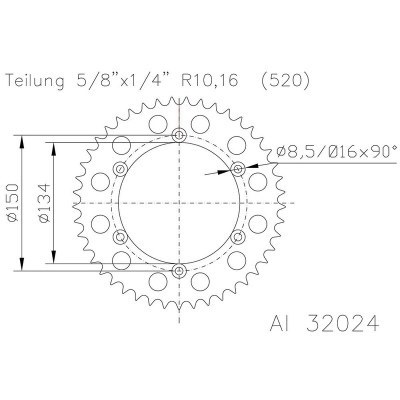 Corona ESJOT Aluminio plata 51-32024-53 dientes 51-32024-53