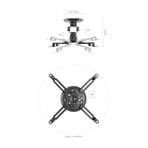 AISENS - SOPORTE UNIVERSAL GIRATORIO, INCLINABLE DE TECHO PARA PROYECT