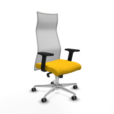 Albacete malla sincro malla blanca bali amarillo brazos 2D base aluminio ruedas 65mm engomadas