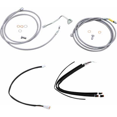 Kit completo de cable de manillar/línea de freno en acero inoxidable trenzado BURLY BRAND B30-1233