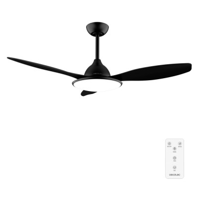 Cecotec EnergySilence 4800 Light Black Ventilador de Techo con 3 Aspas y Luz Integrada - 36W - Diametro de 48 - LED de 36W - Temporizador - 6 Velocidades - Modo Invierno - Color Negro