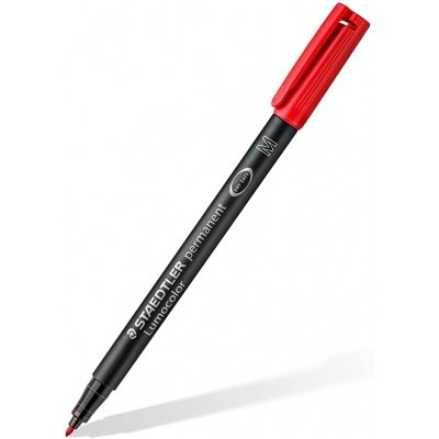 Staedtler Lumocolor 317 Rotulador Permanente - Punta Media Redonda - Trazo 1mm Aprox - Capuchon con Clip - Secado Rapido - Color Rojo