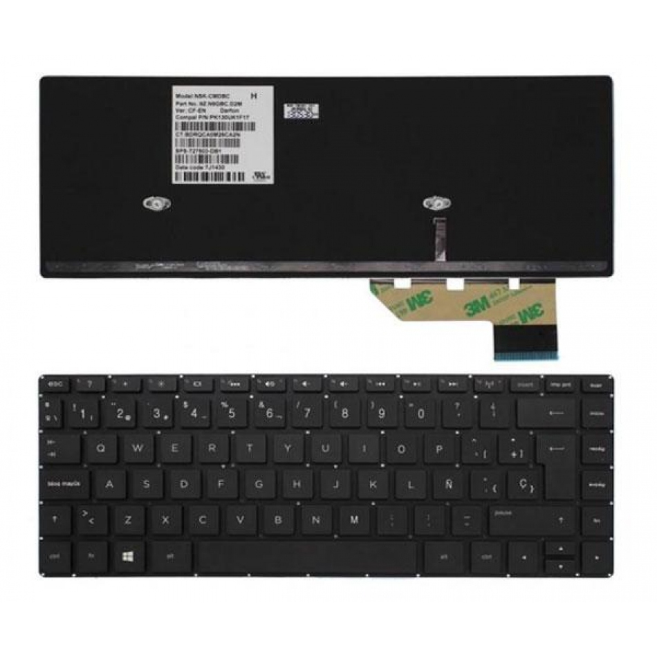 Teclado para portátil Hp Envy 14 Series / 14-k / Negro Sin marco