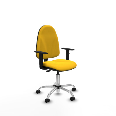Algarra CP similpiel amarillo brazos 1D base cromada ruedas autofrenantes 50mm