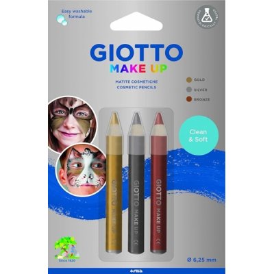 Giotto Make Up Metallic Pack con 3 Lapices Cosmeticos - Se Lava con Agua - Dermatologicamente Testado - Colores Metalicos Surtidos