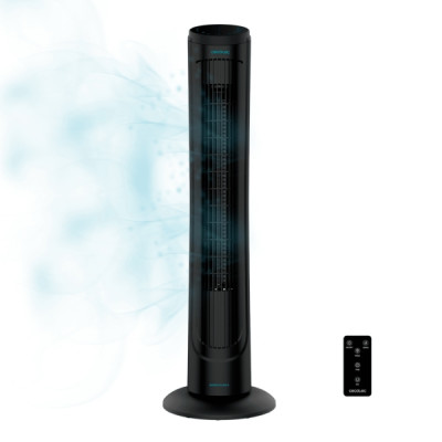 Cecotec EnergySilence 9090 Skyline Ventilador de Torre de 40 de Altura - 45W - Funcionamiento Silencioso - 3 Velocidades - Temporizador Programable - Oscilante - Mando a Distancia - Color Negro