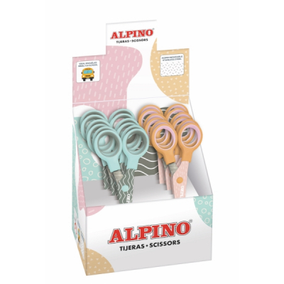 Alpino Pastel Tijera Escolar 13cm - Acero Inoxidable - Punta Roma - Colores Pastel Surtidos