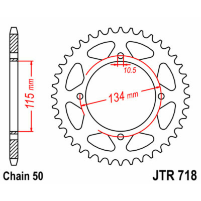 Corona JT SPROCKETS acero estándar 718 - Paso 530 JTR718.48