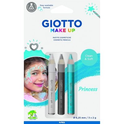 Giotto Make Up Princess Pack con 3 Lapices Cosmeticos de Tematica Princesa - Se Lava con Agua - Dermatologicamente Testado - Colores Surtidos