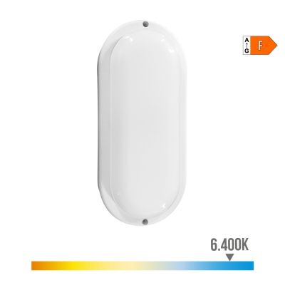 Aplique led oval con sensor crepuscular y de movimiento 18 w 1820 lm 6.400 k 23 x 10,2 x 4,5 cm