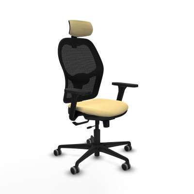 Jorquera traslack malla negra similpiel crema brazos 3D base nailon cabecero 2D ruedas 65mm engomada
