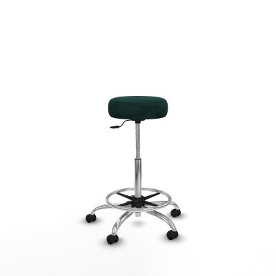Tolosa giratorio similpiel verde botella base cromada ruedas engomadas 50mm aro cromado
