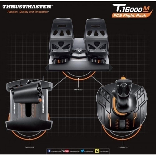 Thrustmaster T.16000M FCS Flight Pack Palanca de mando Mac,PC Analógico/Digital USB Negro