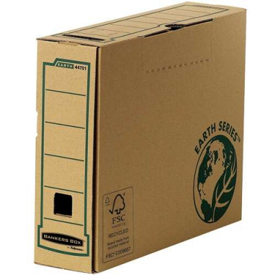Fellowes pack 20 Bankers Box Earth Caja de Archivo Definitivo A4 80mm - Montaje Manual - Carton Reciclado Certificacion FSC - Color Marron