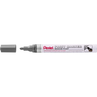 Pentel Paint Marker Marcador de Pintura - Punta Media 4.5mm - Permanente en todas las Superficies - Resistente a Luz y Agua - Cuerpo de Aluminio - Color Negro Perla