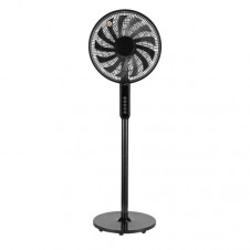Ventilador De Pie Torbellino Negro 3velocidades 60w 13aspas Regx41x41 Display Oscilante, Remoto, Temporizador