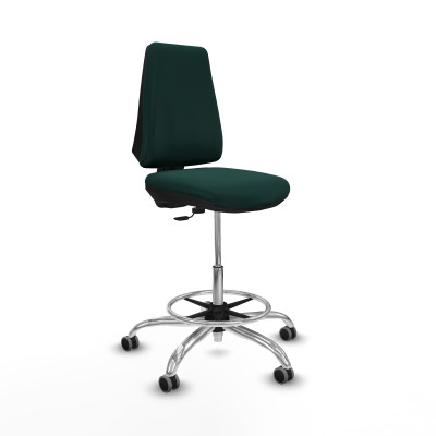 Taburete Elche CP similpiel verde botella base cromada ruedas 65mm engomadas