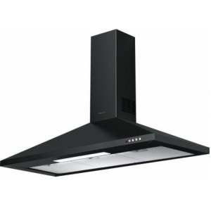 Campana decorativa de pared piramidal Mepamsa GAVIA 90 NEGRA, 90 cm, 740 m3/h, clase B, 3 velocidades + intensivo, 67dB, filtro aluminio, 2 luces LED, negro
