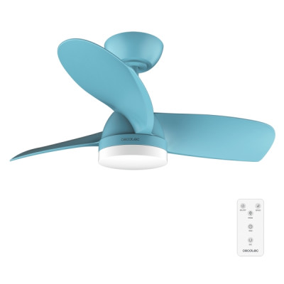 Cecotec EnergySilence Aero 3050 Sky Ventilador de Techo con 3 Aspas y Luz Integrada - 35W - Diametro de 36 - LED de 22W - Temporizador - 6 Velocidades - Modo Invierno - Color Azul Claro