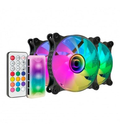 Pack 3 Ventiladores Mars Gaming MF-3DKIT/ 12cm + HUB + Mando a Distancia/ ARGB/ Negro