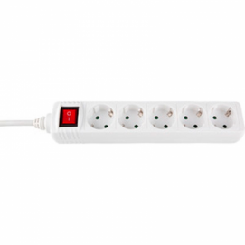 Regleta Silver Electronics 5 tomas, con interruptor, 1.5 m, blanco